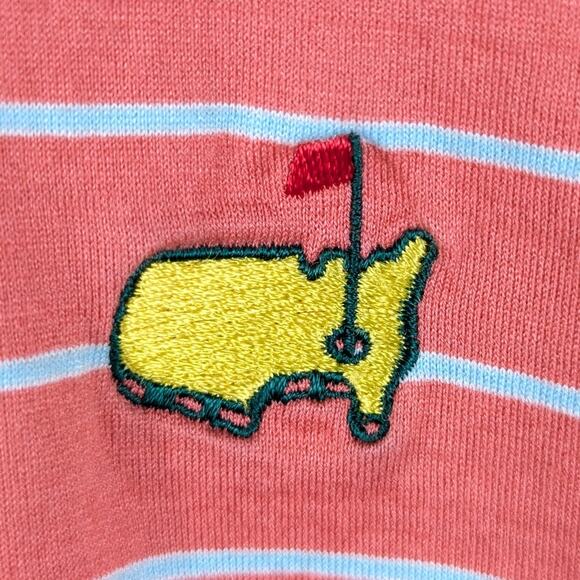 Masters Peter Millar L Coral White Stripe Polo Shirt Augusta National Golf - Picture 2 of 5